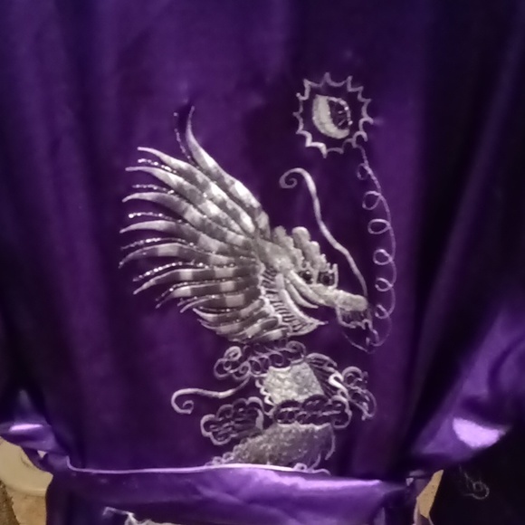 FINAL PRICE Silver Dragon lavender/purple reversible l/s robe w dragons L/XL/FS - Picture 10 of 11